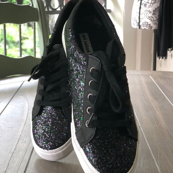 Not Rated Shoes - Not Rated Black Sparkly Sneakers Size 10